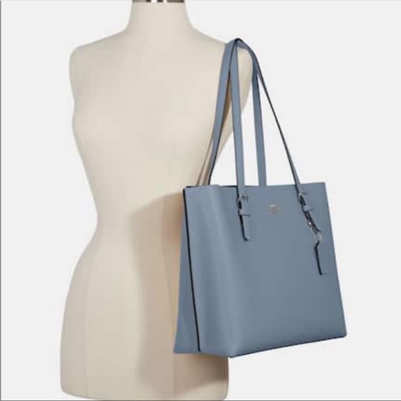 Coach 1671 Mollie Tote Leather Shoulder Bag Marble Blue color - Picture 6 of 15